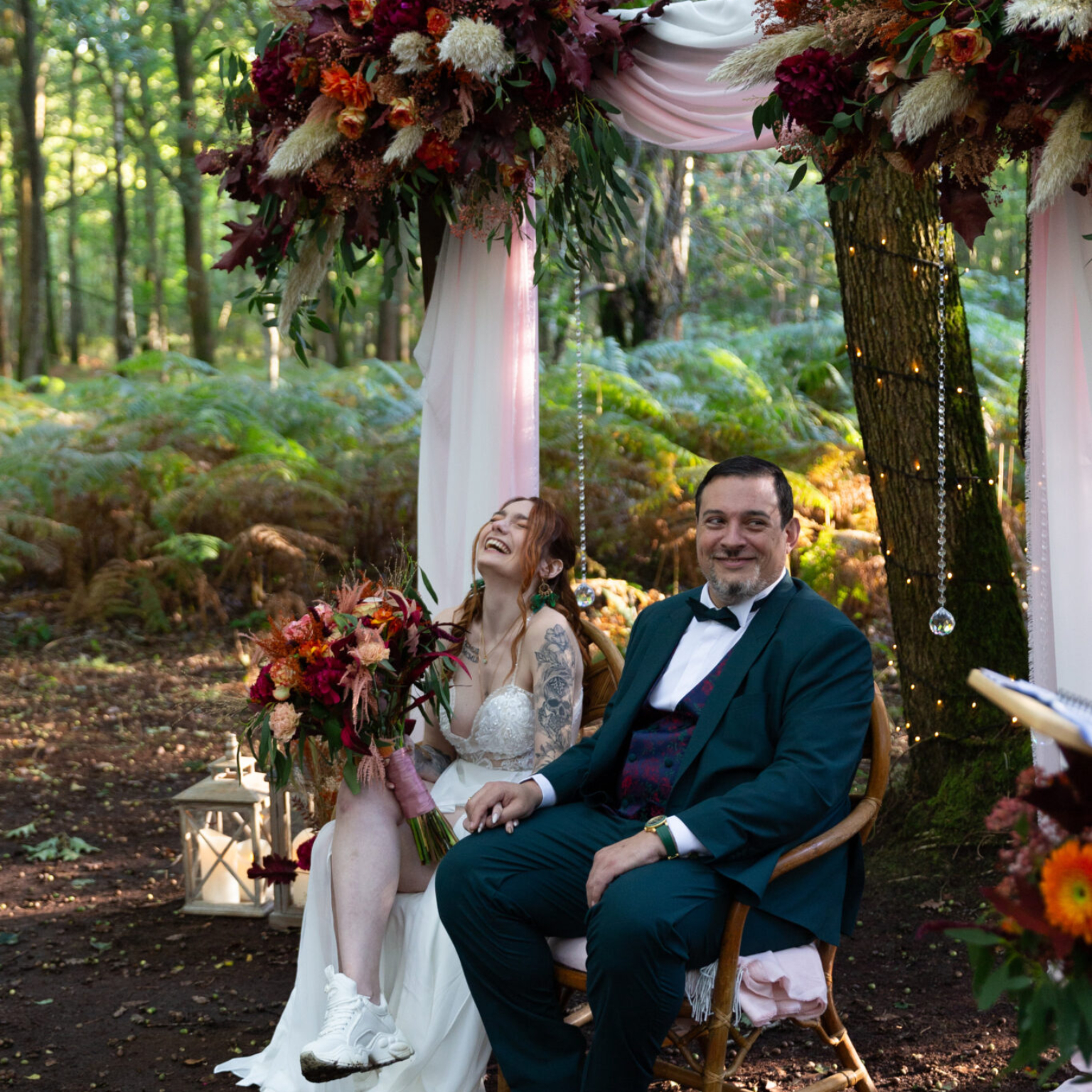 La roche couloir, mariage automnal, cérémonie, les mariés