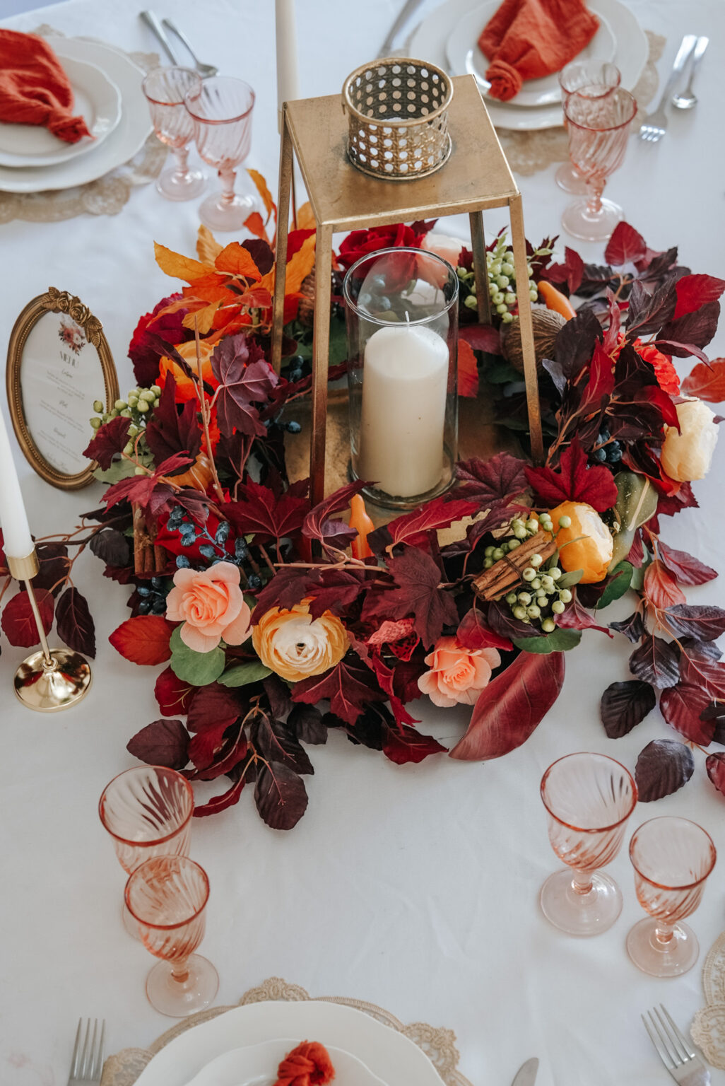 Décoration table mariage automnal